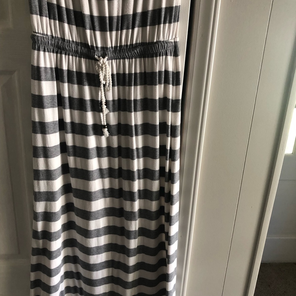 GAP White/Gray Striped Cotton Maxi - Picture 2 of 3